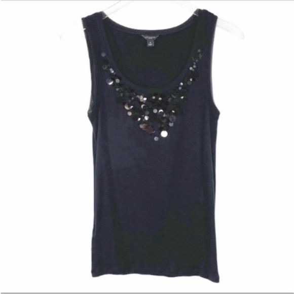 ANN TAYLOR Sequins Disks Tank Top M black - Picture 7 of 10